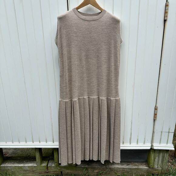 Lauren Manoogian Pleat Shift Dress Aspen Sz 2 Medium NWT Alpaca Wool $625 Taupe - Picture 4 of 16
